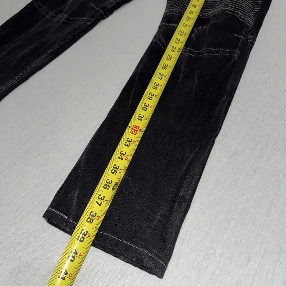 True Religion Skinny Moto Black Jeans Mens 34x30 Distressed Biker Pants EUC